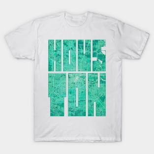 Houston, USA City Map Typography - Watercolor T-Shirt